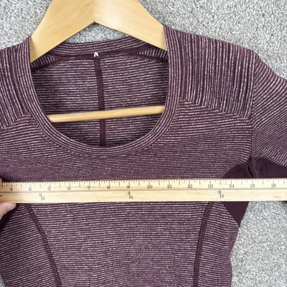 Lululemon Run Swiftly Tech Long Sleeve Maroon Stripe Running Top Womens Size 4